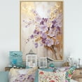 thumbnail image 1 of Designart "Meadow of Violets in Purple and Gold IV" Violets Floater Framed Wall Art Living Room, 1 of 5