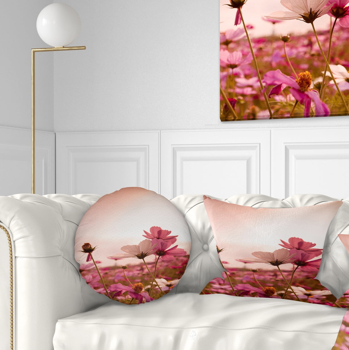 Designart Meadow with Beautiful Cosmos Flowers - Floral Throw Pillow - 12x20