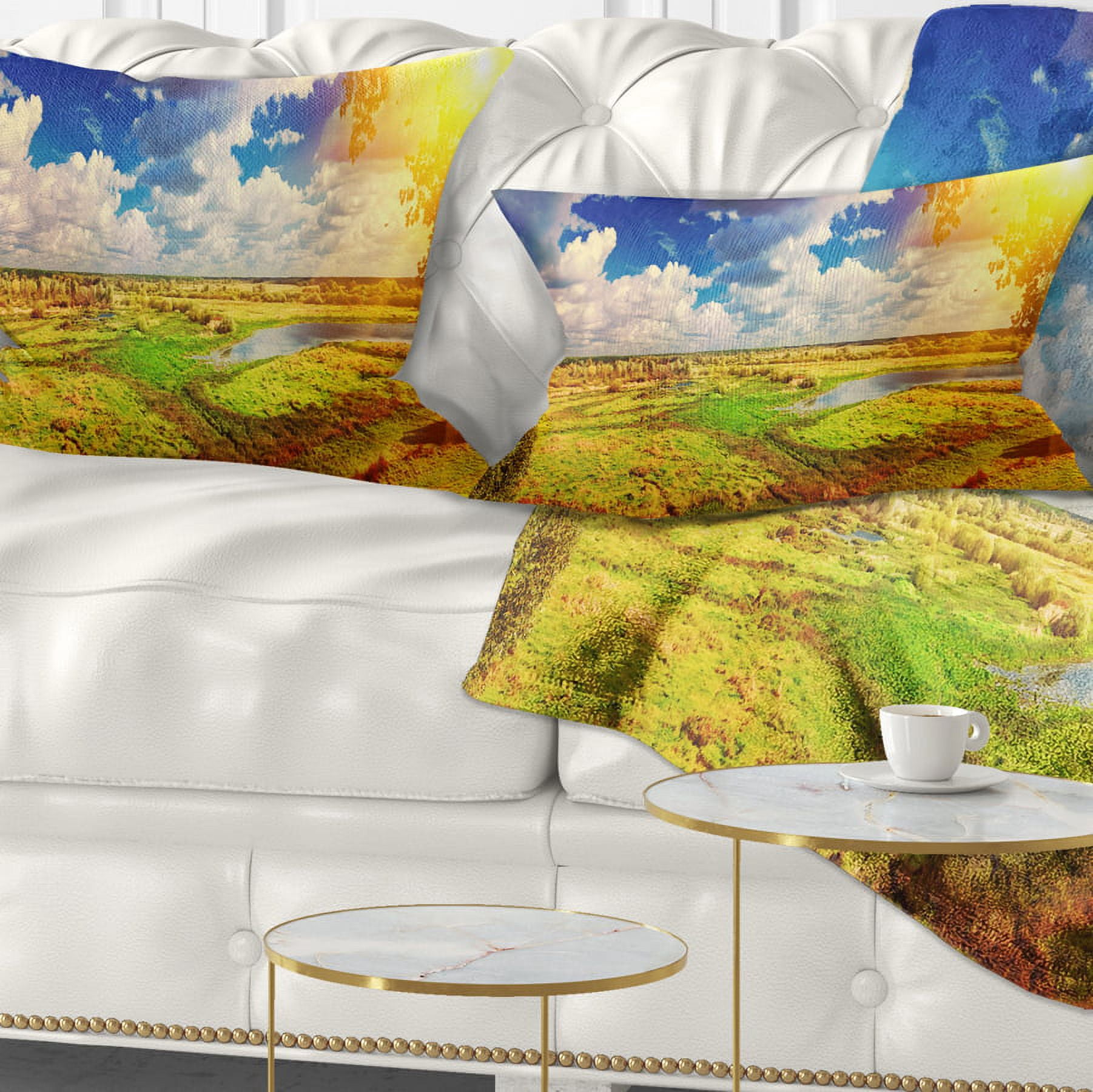 Designart Meadow with Small Flood Sky - Landscape Photography Throw Pillow - 12x20
