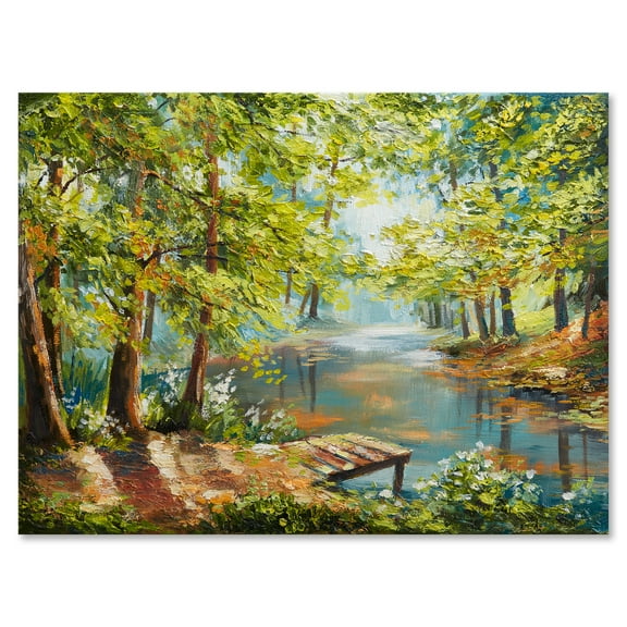 Designart ' Meandering River With Autumn Forest ' Lake House Canvas Wall Art Print