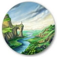 thumbnail image 1 of Designart 'Meandering River With Blue Fantasy Landscape' Lake House Circle Metal Wall Art 11x11 - Disc of 11, 1 of 5