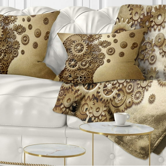 Designart Mechanical Brain - Contemporary Throw Pillow - 12x20
