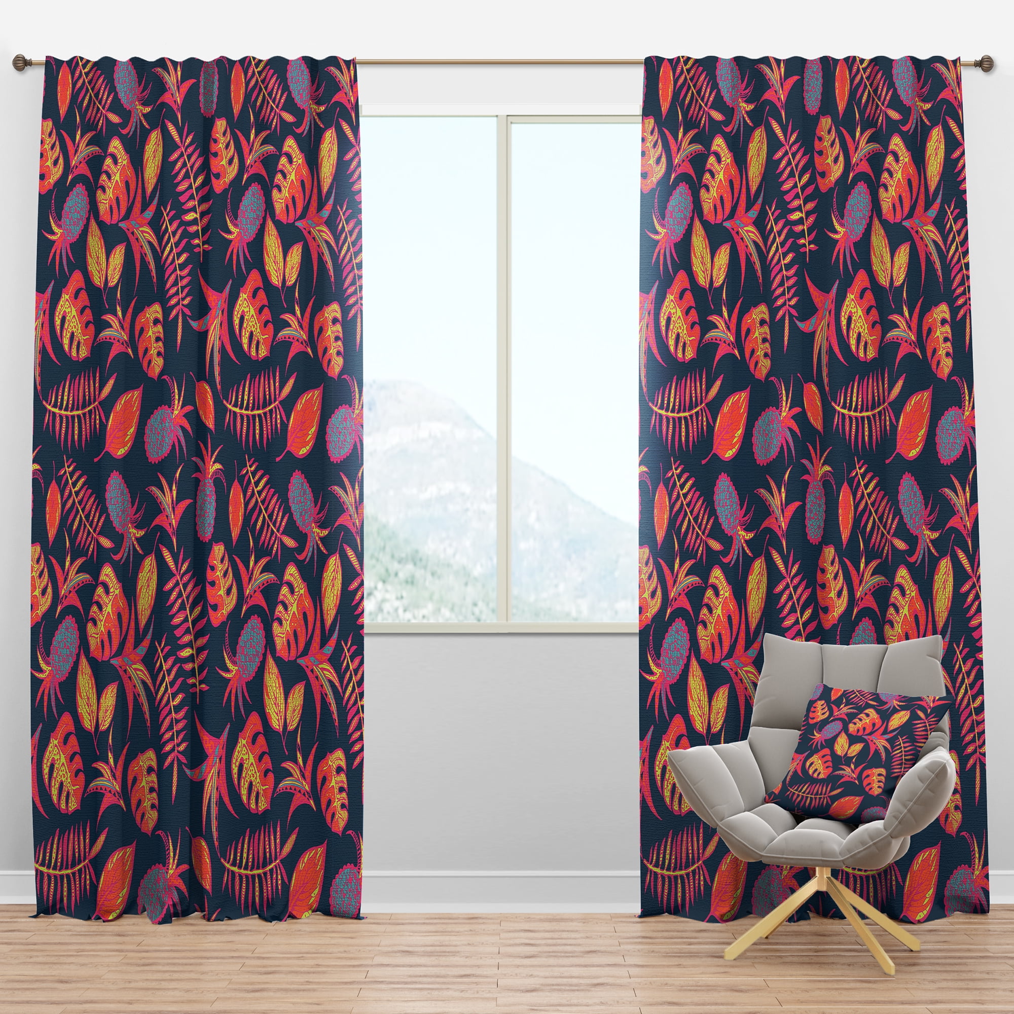 Designart 'Mechanical Shapes' Tropical Blackout Curtain Panel