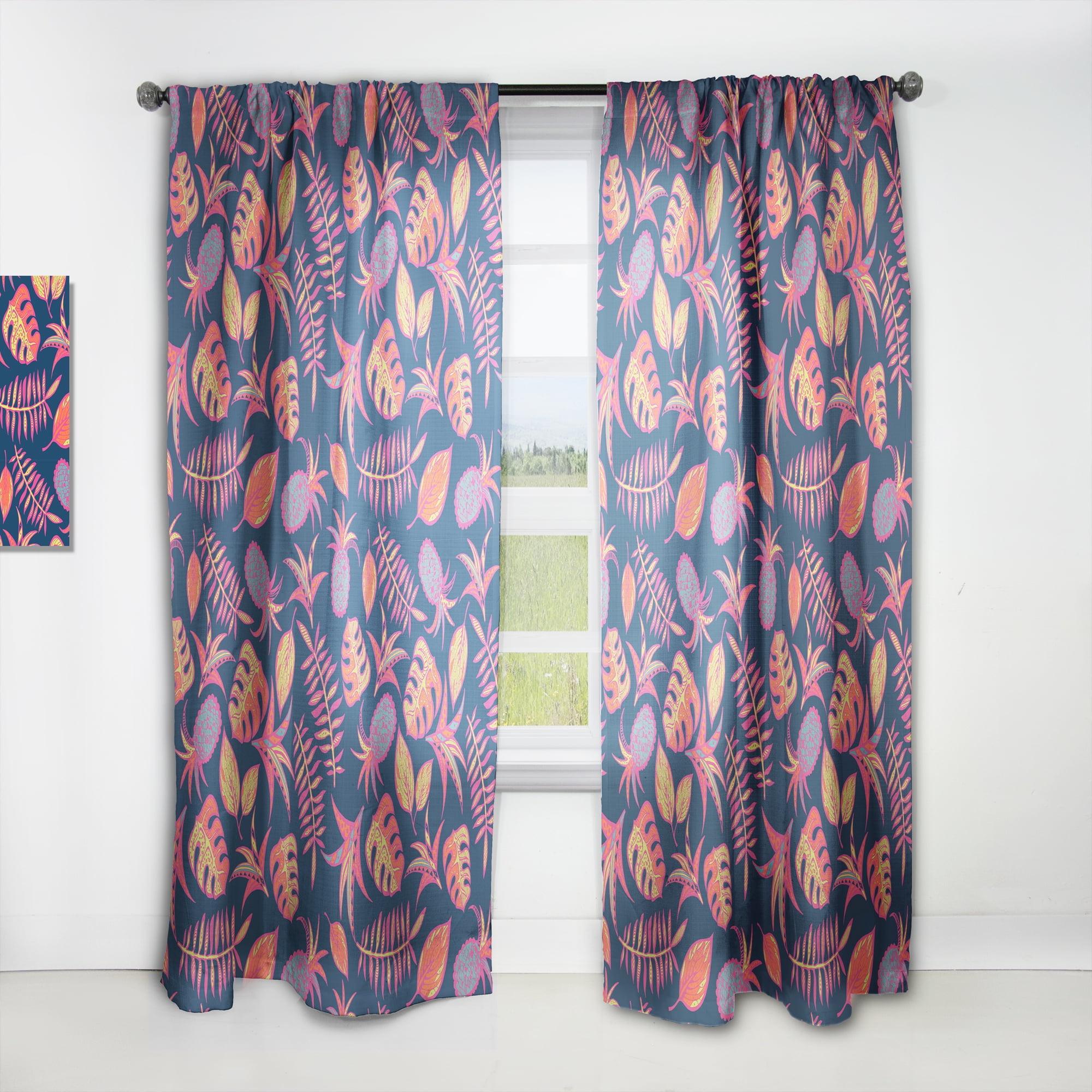 Designart 'Mechanical Shapes' Tropical Curtain Panel
