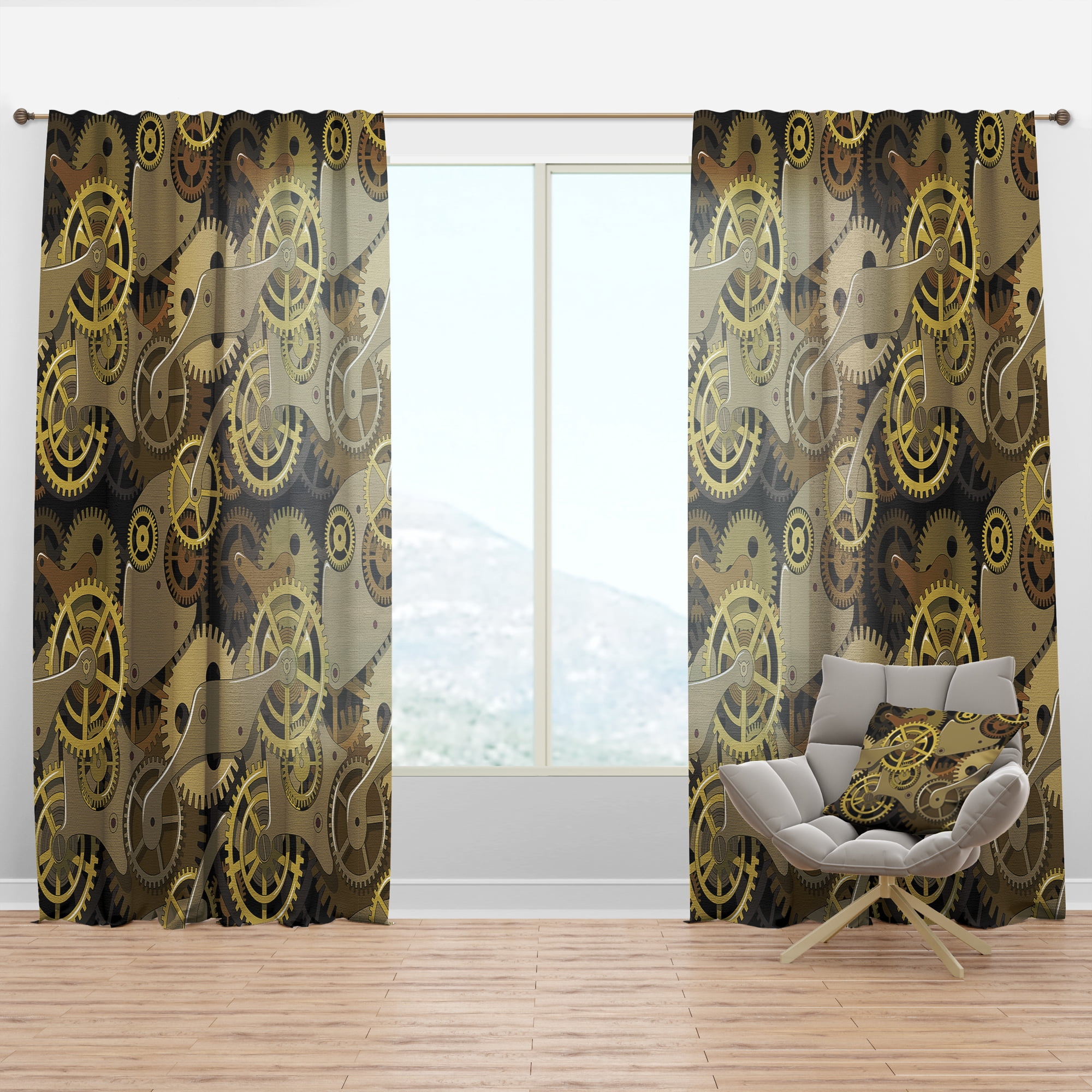 Designart 'Mechanicals Gear' Modern & Contemporary Curtain Panel