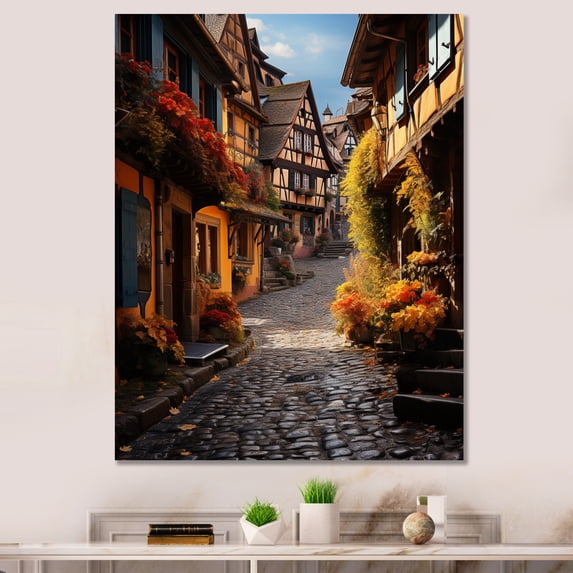 Designart "Medieval Charm Alsace s French Village III" Cityscapes Wall Art Living Room