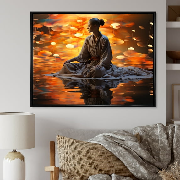 Designart "Meditating With Vipassana Insight I" Meditation Floater Framed Canvas Wall Art