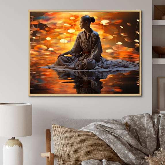 Designart "Meditating With Vipassana Insight I" Meditation Floater Framed Canvas Wall Art