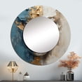 thumbnail image 1 of Designart "Meditating Woman In Gold And Blue Portrait" Woman Abstract Round Mirror Wall Decor Glam - Large Beige Round Bathroom Mirror - Round Mirror - 29" x 29", 1 of 6