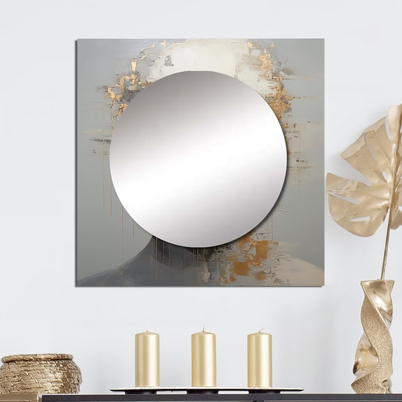 Designart "Meditative Mind Of A Man" Man Double Exposure Square Mirror Wall Decor Modern - Large Beige Square Bathroom Mirror - Square Printed Wall Mirror Art