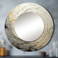 thumbnail image 1 of Designart "Meditative Movement in Grey and Beige I" Abstract Spirals Rund Mirror For Wall Decor - Large Grey Round Printed Mirror -Modern Round Living Room Mirror - 29" x 29", 1 of 6