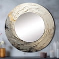 thumbnail image 1 of Designart "Meditative Movement in Grey and Beige I" Abstract Spirals Rund Mirror For Wall Decor - Large Grey Round Printed Mirror -Modern Round Living Room Mirror - 36" x 36", 1 of 6