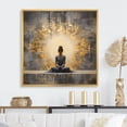 thumbnail image 1 of Designart "Meditative Pose In Gold" Meditation Floater Framed Wall Art Living Room, 1 of 5