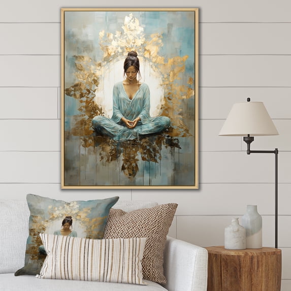 Designart "Meditative Zen Position I" Meditation Floater Framed Canvas Prints