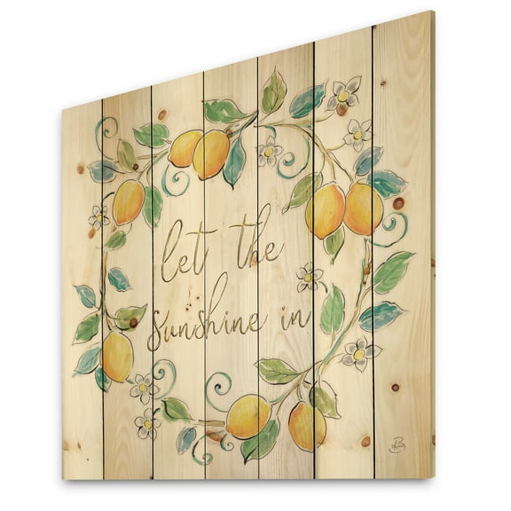 Designart 'Mediterranean Breeze Let The Sunshine' Farmhouse Print on Natural Pine Wood