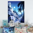 thumbnail image 1 of Designart "Mediterranean Night Coastal Nocturne" Greece Metal Art Living Room, 1 of 1