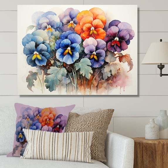 Designart "Medley Of Vibrant And Colorful Pansies" Pansies Wall Decor