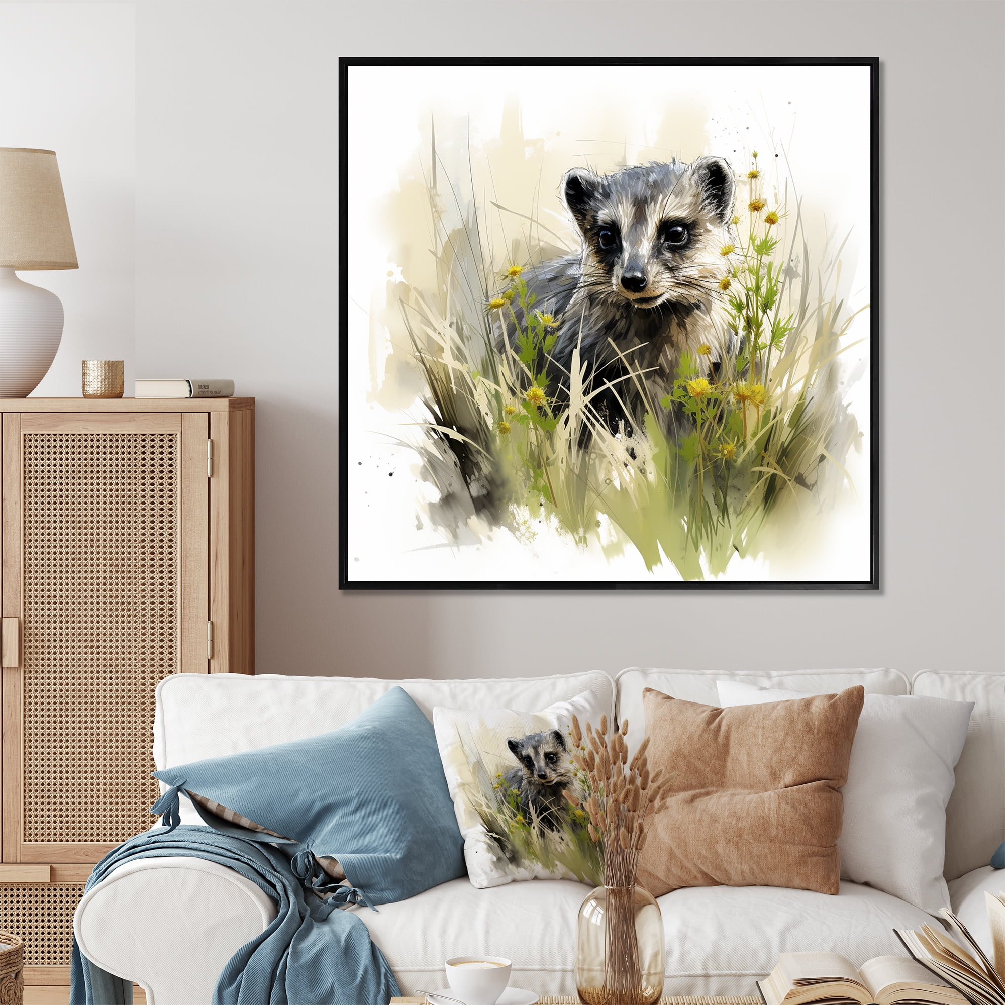 Designart "Meerkat in the Meadow Nature's Watchers" Animals Framed Wall