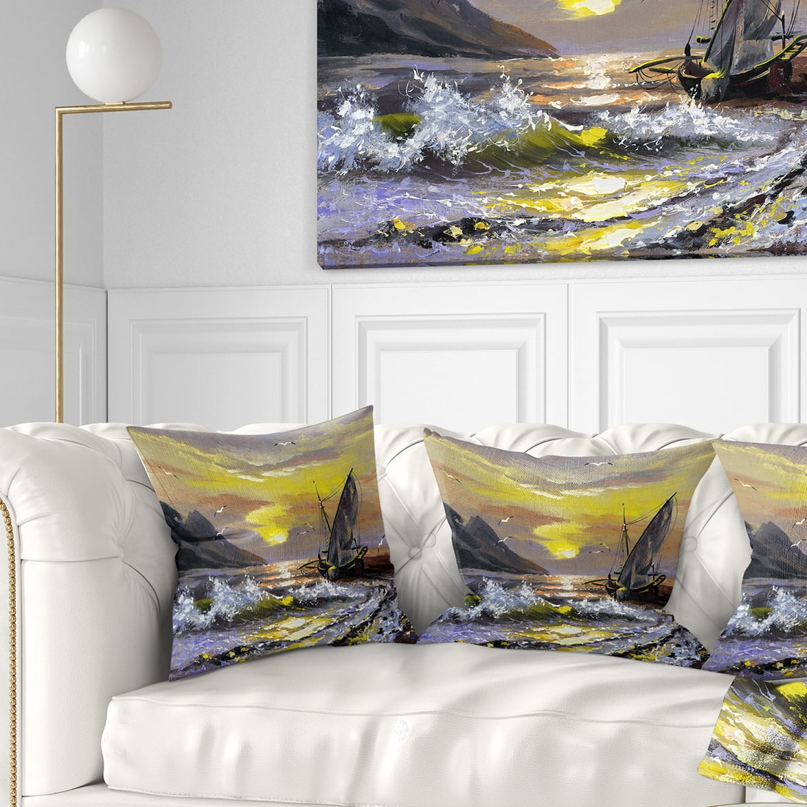Designart Meet you Soon - Seascape Throw Pillow - 18x18