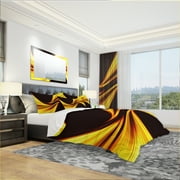 Designart 'Mellow Yellow Harmony Abstract' Modern & Contemporary Duvet Cover Set