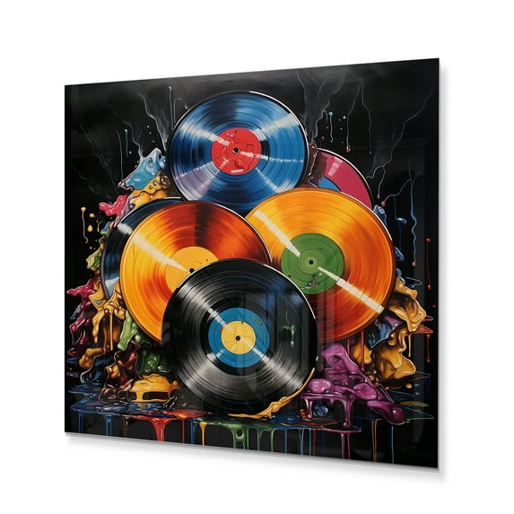 Designart "Melodic Colors of Vinyl Records I" Music Metal Wall Art Prints