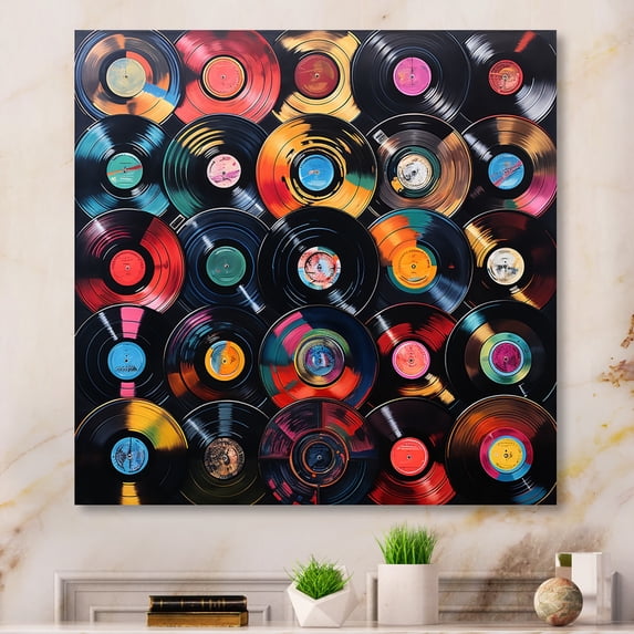Designart "Melodic Colors of Vinyl Records III" Music Metal Art Print