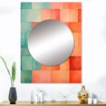 thumbnail image 1 of Designart "Melodic Coral Cubes Shapes" Abstract Shapes Mirror Wall Decor - Modern Coral Abstract Living Room Wall Mirror Art - 40" x 30" Inch, 1 of 5
