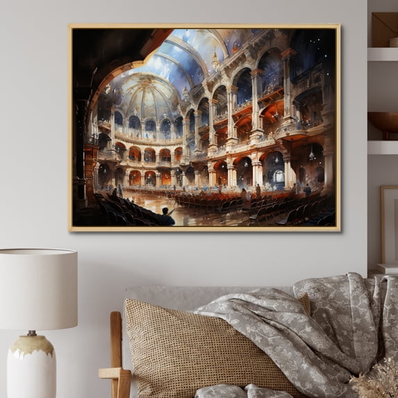 Designart "Melodic Masterpiece Concert Halls wall decor IV" Architecture Floater Framed Wall Art Print