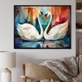 thumbnail image 1 of Designart "Melodic Swan Geometric Rhapsody II" Animals Swans Floater Framed Wall Decor, 1 of 1