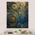 thumbnail image 1 of Designart "Melodies of Boho Blue And Gold II" Boho Feather Metal Art Living Room, 1 of 5