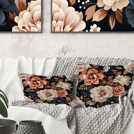 Designart "Melodies of Pink in Vintage Garden" Floral Printed Throw Pillow