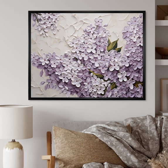 Designart "Melody Of Blooming Lilacs VI" Lilacs Floater Framed Canvas Prints