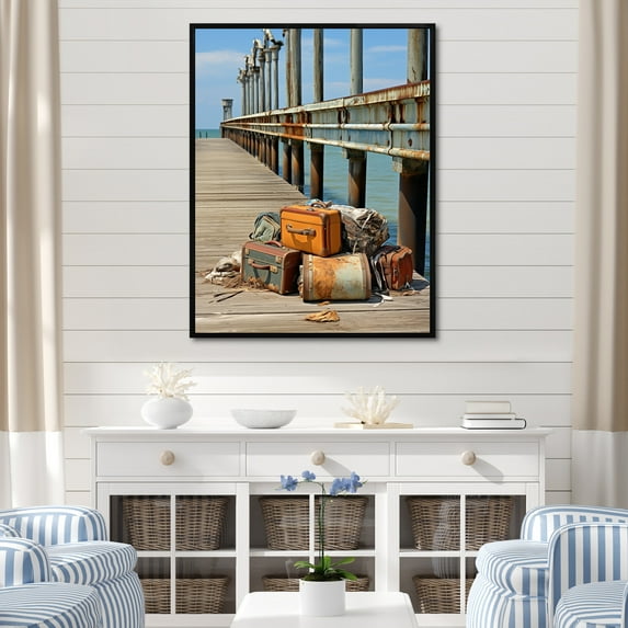 Designart "Memories of the Weathered Pier IV" Nautical & Beach Floater Framed Wall Art Print