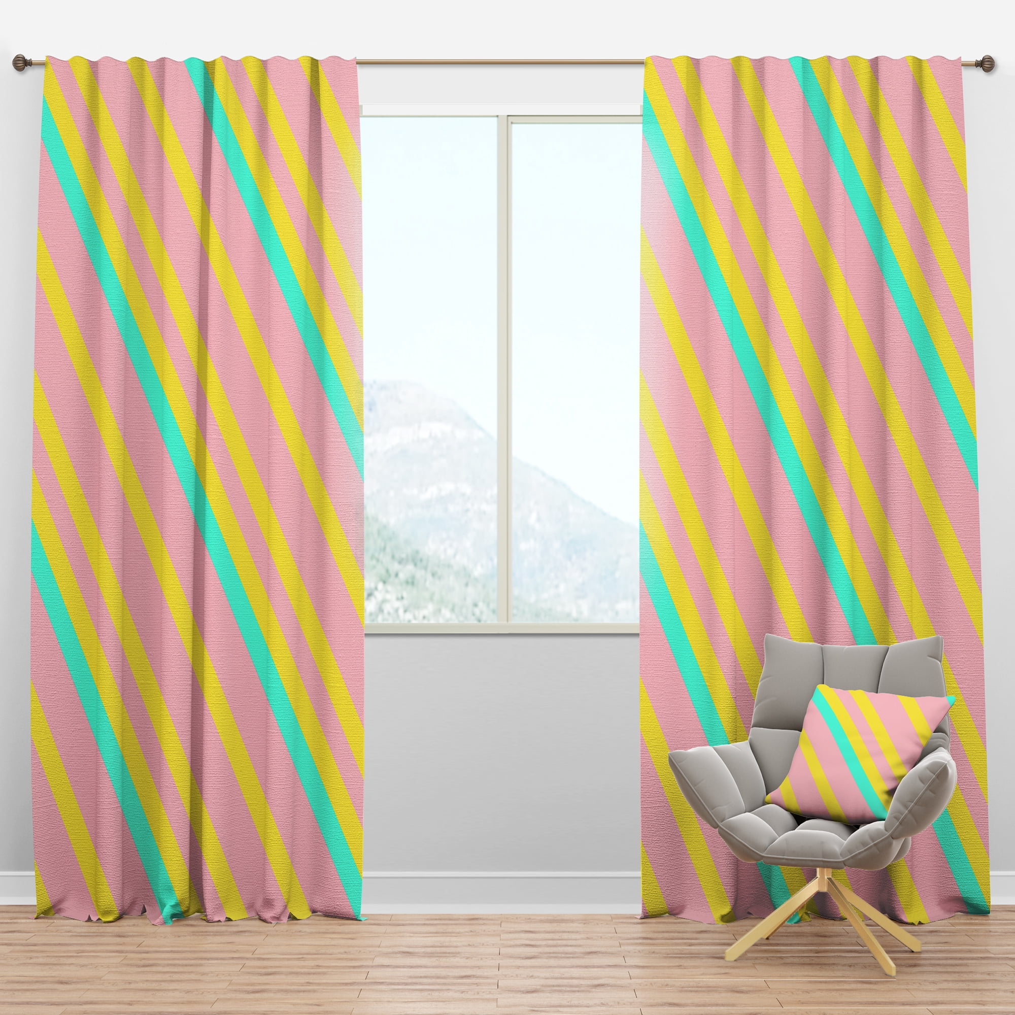 Designart 'Memphis Neon Retro Pattern' Mid-Century Modern Blackout Curtain Panel