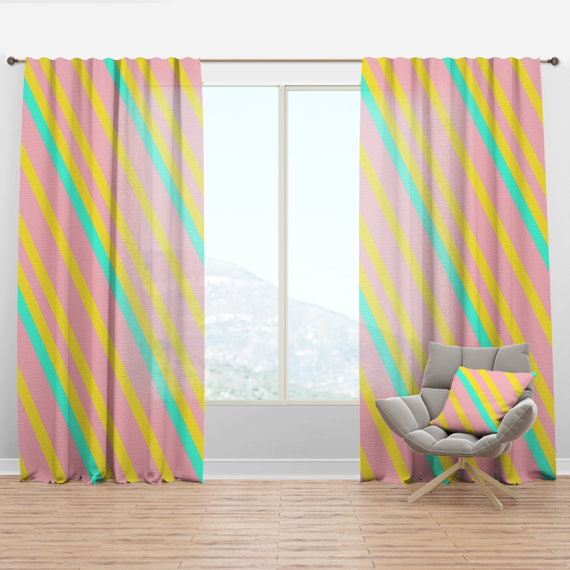 Designart 'Memphis Neon Retro Pattern' Mid-Century Modern Curtain Panel