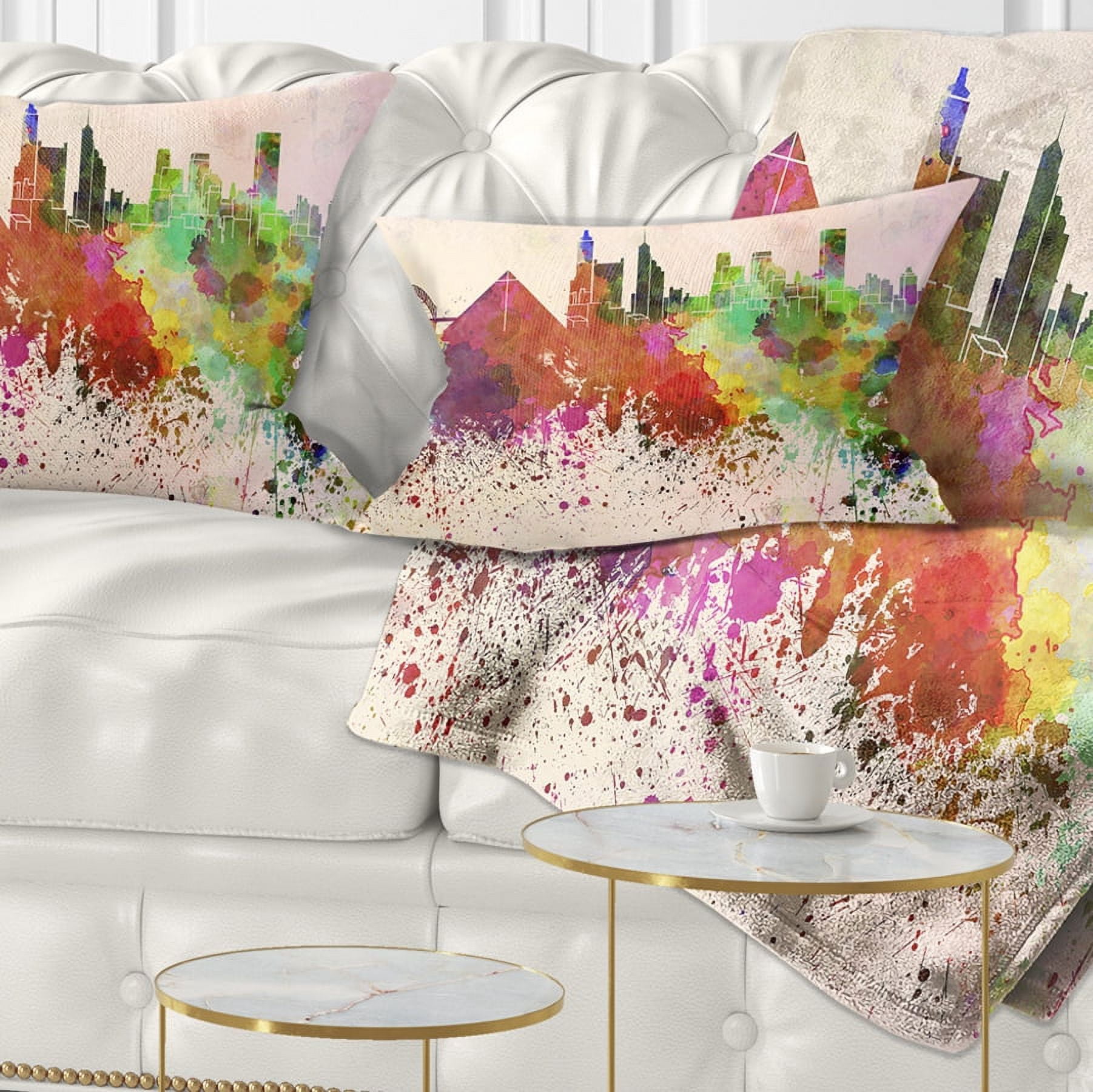 Designart Memphis Skyline - Cityscape Throw Pillow - 12x20