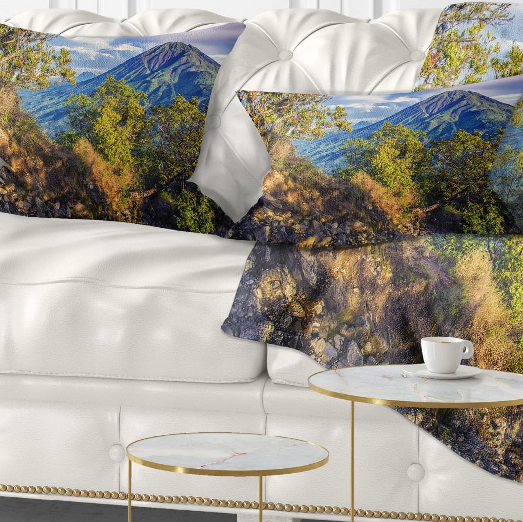 Designart Merbabu Volcano in Java - Landscape Printed Throw Pillow - 12x20