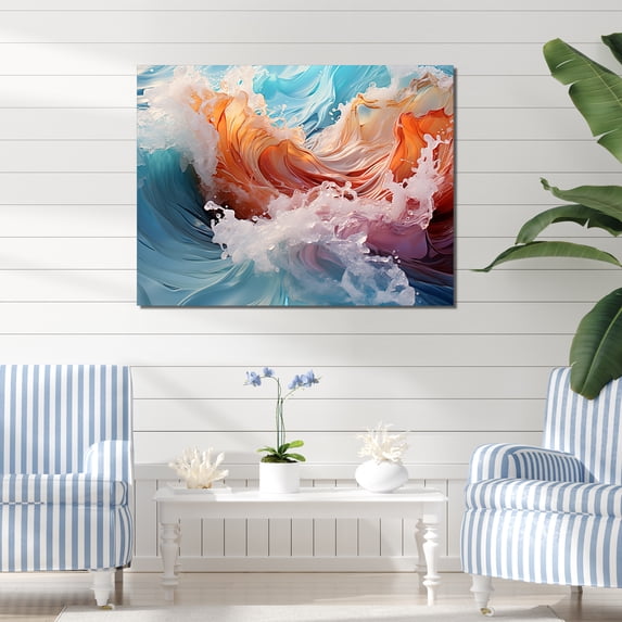 Designart "Merged Seashore Swells I" Beach Wall Art Living Room