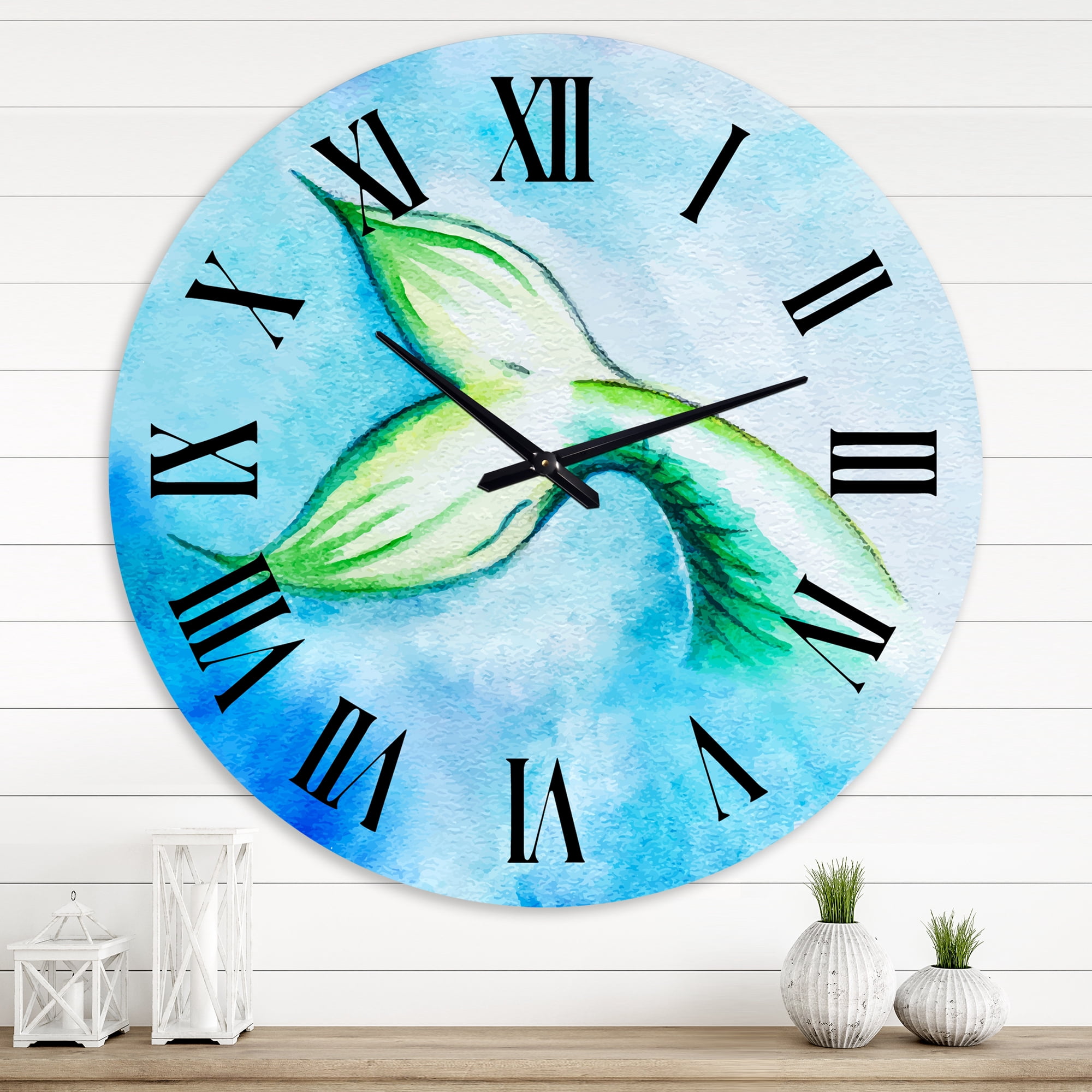 Designart 'Mermaid Fish Tail' Nautical & Coastal Wall Clock
