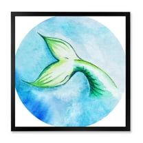 Designart 'Mermaid Green Fish Tail' Nautical & Coastal Framed Art Print