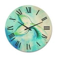 thumbnail image 1 of Designart 'Mermaid Green Fish Tail' Nautical & Coastal Wood Wall Clock, 1 of 5