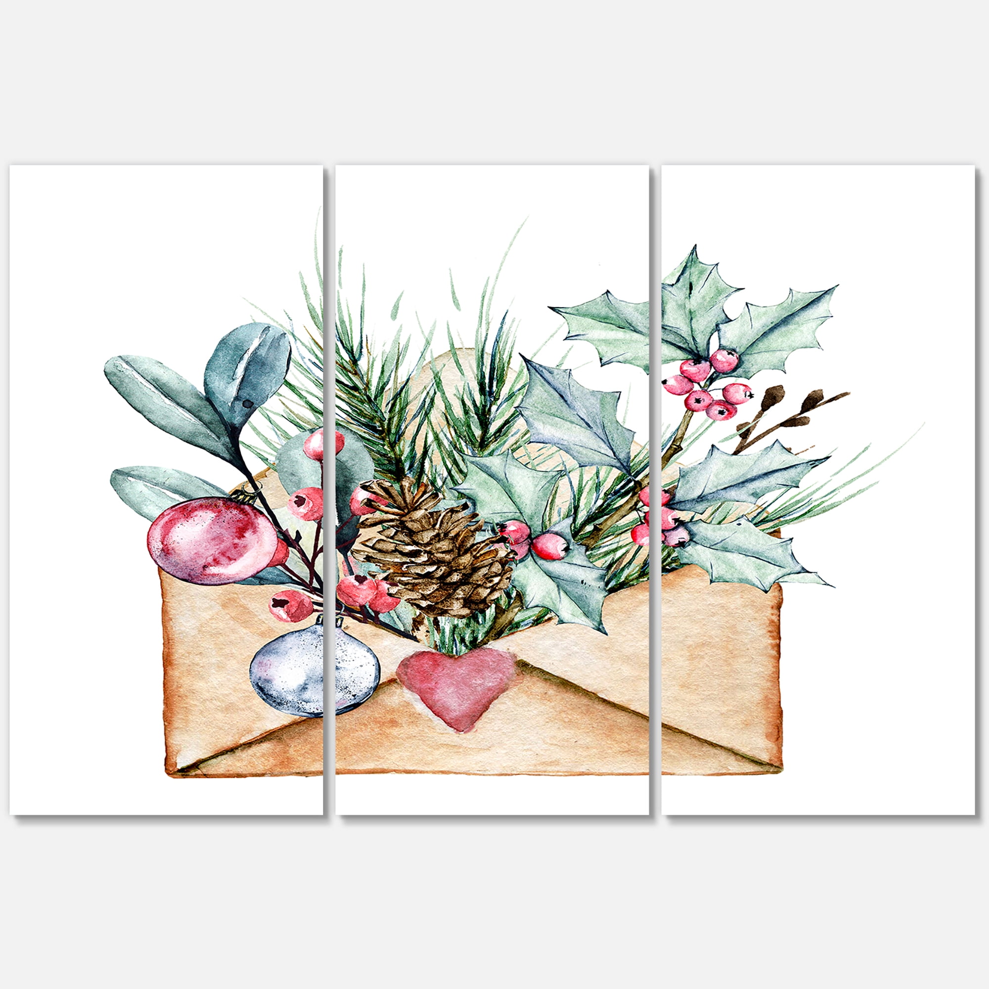 Designart ' Merry Christmas Greeting Card Envelope ' Traditional Canvas Wall Art Print