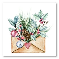 Designart ' Merry Christmas Greeting Card Envelope ' Traditional Canvas Wall Art Print