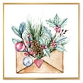 thumbnail image 1 of Designart 'Merry Christmas Greeting Card Envelope' Traditional Framed Canvas Wall Art Print, 1 of 5