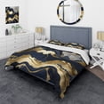thumbnail image 1 of Designart "Mesmerizing Marble Abstraction Blue and Gold I" Abstract Marble Bedding Covert Set - Modern Blue Abstract Bed Set With 1 Sham, 1 of 6
