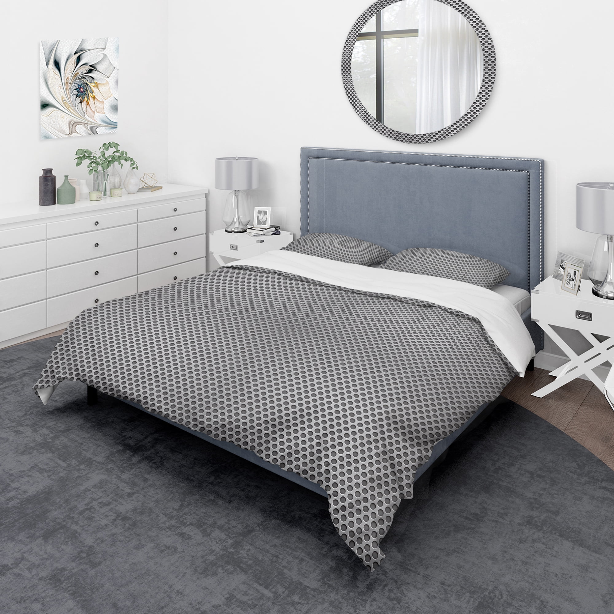 Designart 'Metal Grill 3D Circles' Abstract Duvet Cover Set