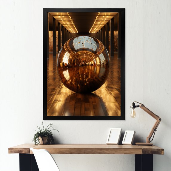 Designart "Metallic Bowling Contemplations" Bowling Picture Framed Canvas Wall Art