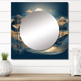 thumbnail image 1 of Designart "Metallic Coastal Paradise Gold I" Minimalism Landscape Square Mirror Wall Decor Traditional - Large Blue Square Bathroom Mirror - Square Printed Wall Mirror Art, 1 of 5