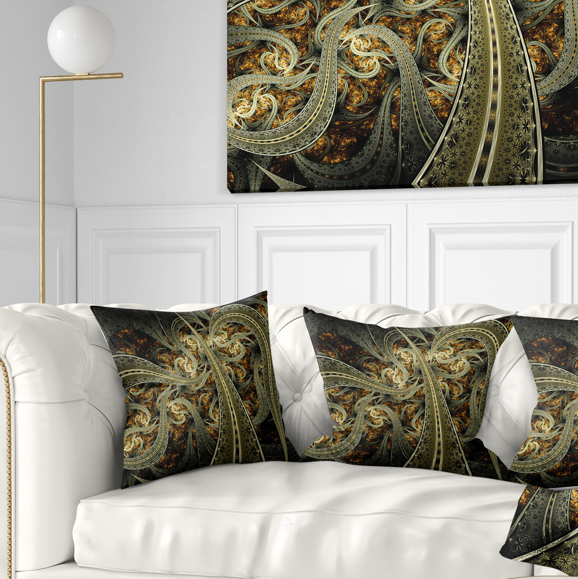 Designart Metallic Fabric Pattern - Abstract Throw Pillow - 16x16