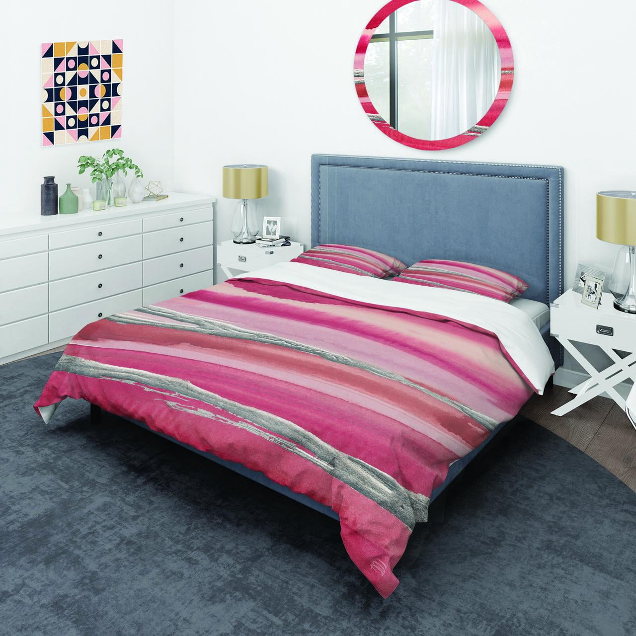 Designart 'Metallic Glam on Red' Glam Duvet Cover Set